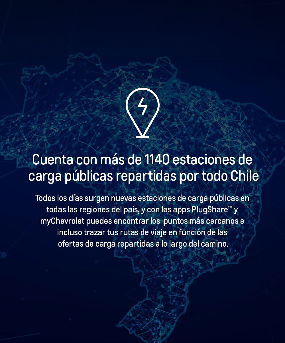 Mapa mostrando estaciones de carga en Chile.